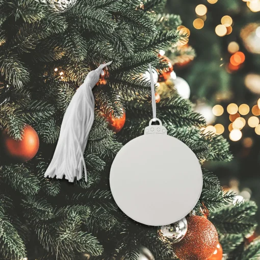 Ball Ornament w/White Tassel