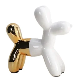 Balloon Dog Bank White and Gold
