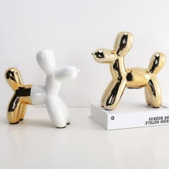 Balloon Dog Bank White and Gold