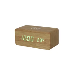 Bamboo Wireless Phone Charger/Digital Clock