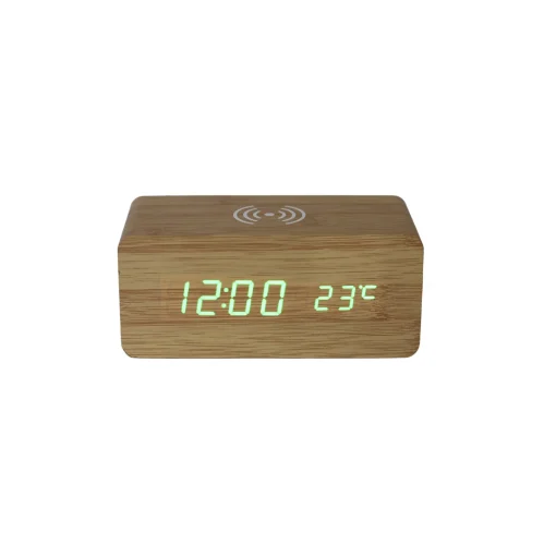 Bamboo Wireless Phone Charger/Digital Clock