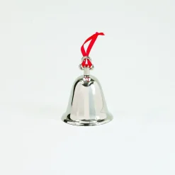Bell With Red Ribbon Ornament