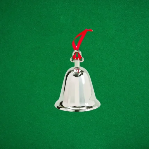 Bell With Red Ribbon Ornament