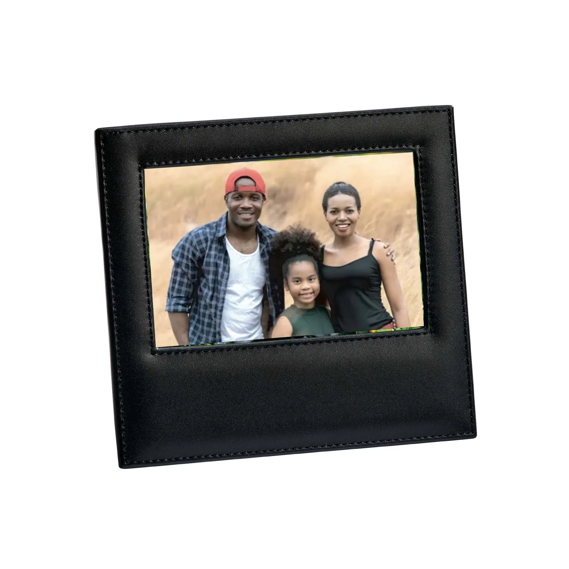 Black Leather Frame Holds 4" X 6" Photo