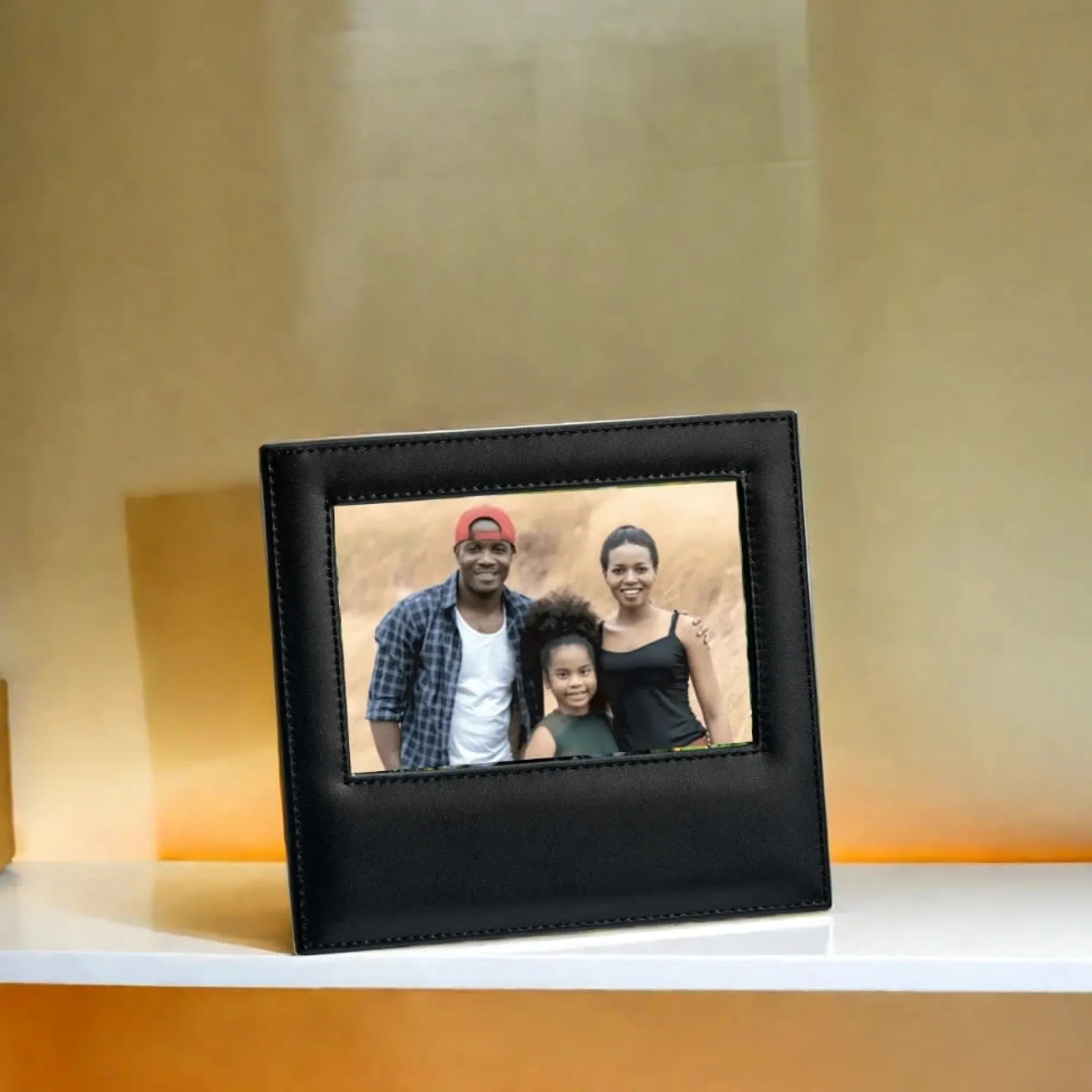 Black Leather Frame Holds 4" X 6" Photo