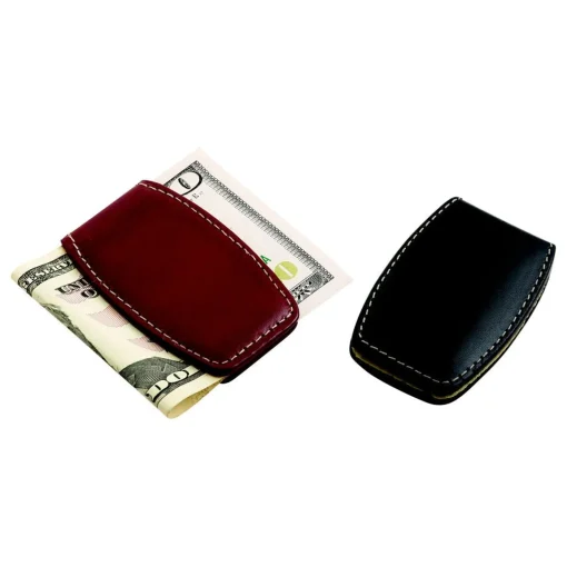 Black Leather Money Clip
