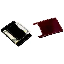 Black Leather Money Clip & Card Holder