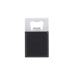 Black Leatherette Bottle Opener - 3.5" x 2"