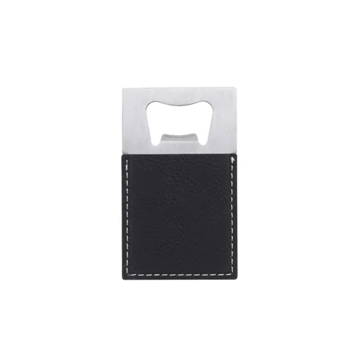 Black Leatherette Bottle Opener - 3.5" x 2"