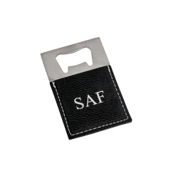 Black Leatherette Bottle Opener - 3.5" x 2"
