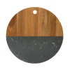 Black Marble and Acacia Wood Round Board - 12"