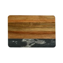 Black Marble and Acacia Wood Rectangle Board