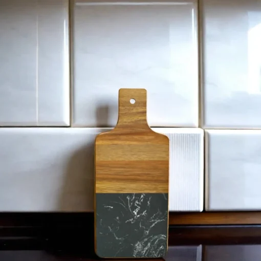 Black Marble and Acacia Wood Handled Board