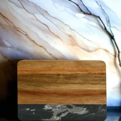 Black Marble and Acacia Wood Rectangle Board