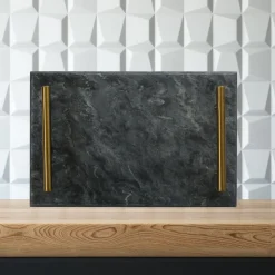 Black Marble Board with Gold Handles