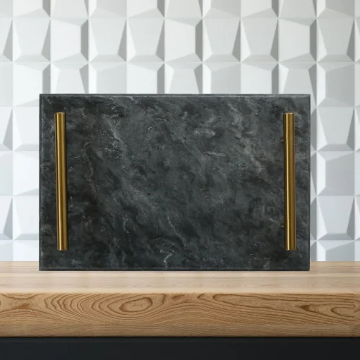 Black Marble Board with Gold Handles