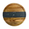 Black Marble Stripe and Acacia Wood Round Board - 11"