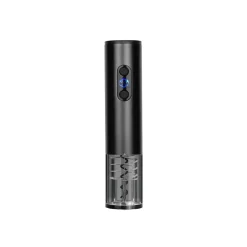 Black Rechargeable Wine Opener with Stainless Steel Corkscrew