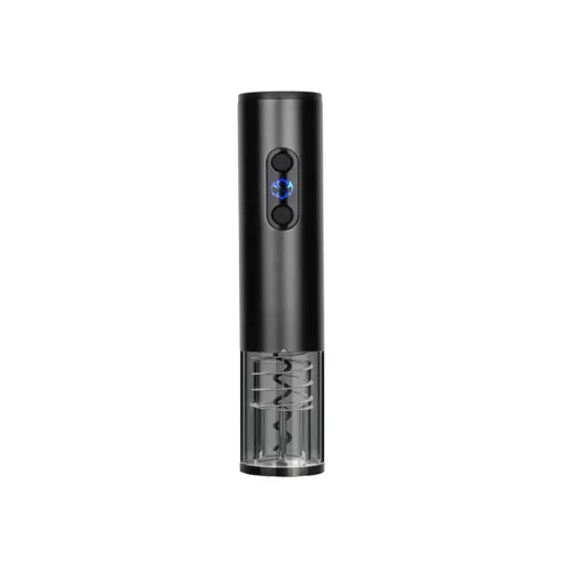 Black Rechargeable Wine Opener with Stainless Steel Corkscrew