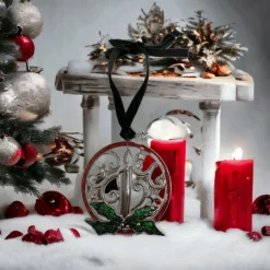 3D Candle Wreath Ornament with Engraving Tag