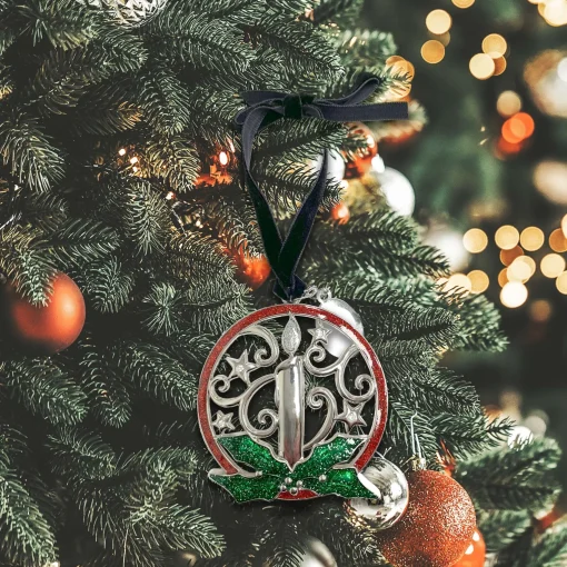 3D Candle Wreath Ornament with Engraving Tag