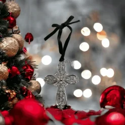 3D Cross Ornament with Engraving Tag