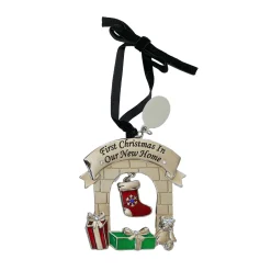 3D First Christmas in Our New Home Fireplace Ornament with Engraving T