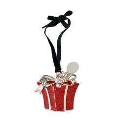 3D Red Gift Box Ornament with Engraving Tag