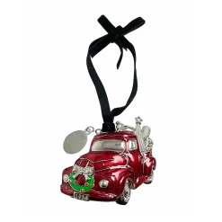 3D Red Truck Ornament with Engraving Tag
