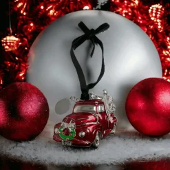 3D Red Truck Ornament with Engraving Tag