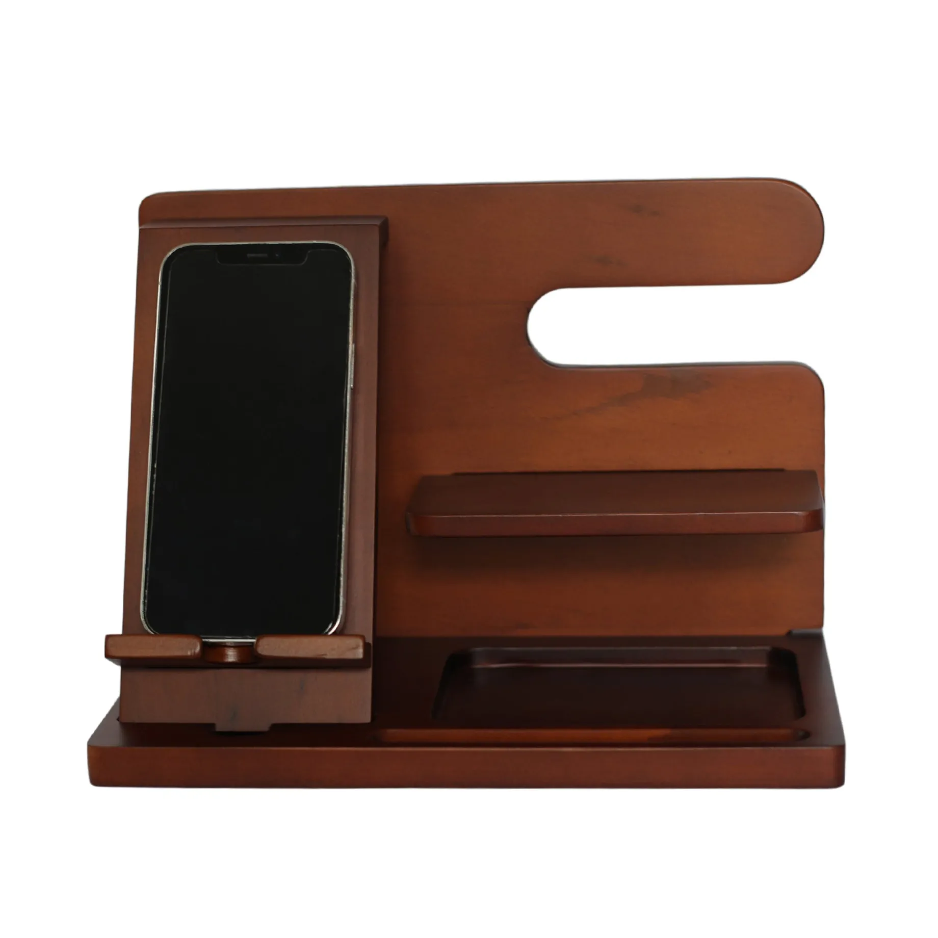 Dark Wood Charging Shelf/Valet