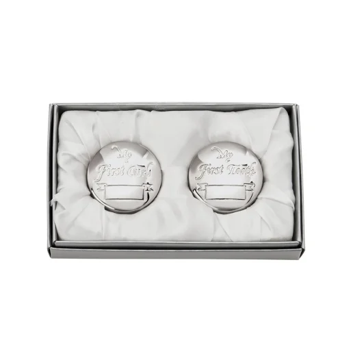 First Tooth & First Curl Round Silver Box Set