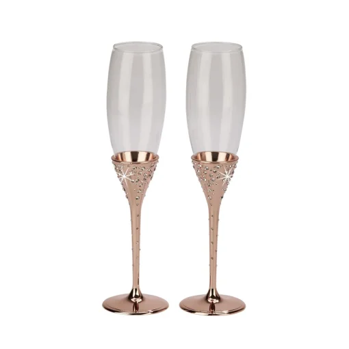 Galaxy Rose Gold Champagne Flutes Set
