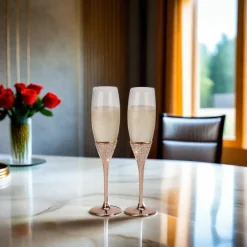 Galaxy Rose Gold Champagne Flutes Set