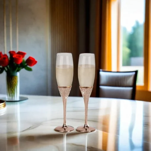 Galaxy Rose Gold Champagne Flutes Set