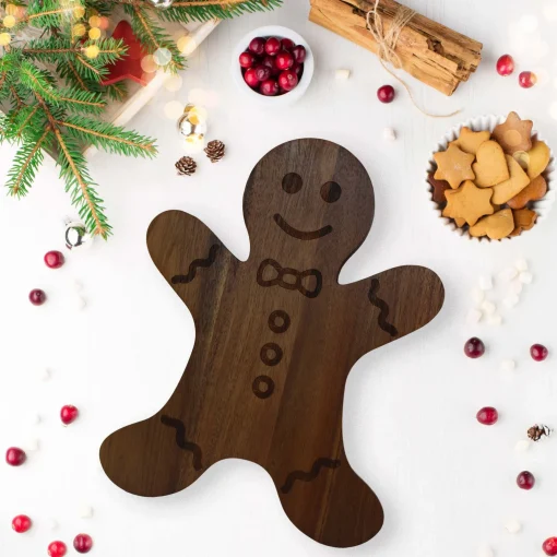 Gingerbread Man Acacia Wood Board - 15" x 11.5"