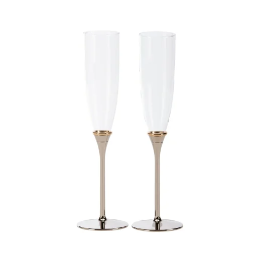 Gold Ring Toasting Flutes Set
