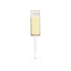 Gold-Rim Champagne Flutes Set - 8 oz