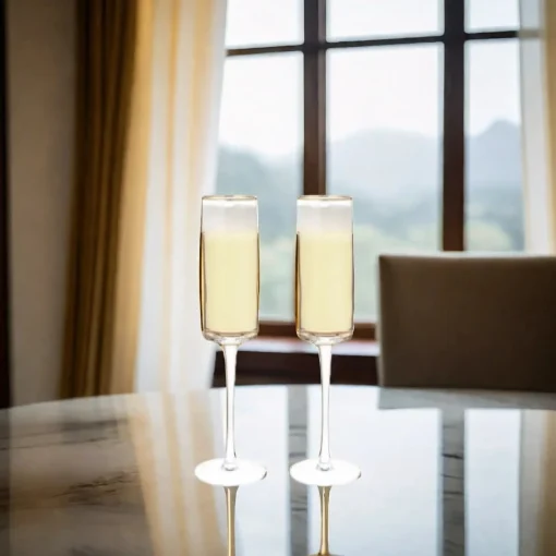 Gold-Rim Champagne Flutes Set - 8 oz