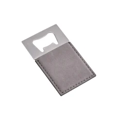 Grey Leatherette Bottle Opener - 3.5" x 2"