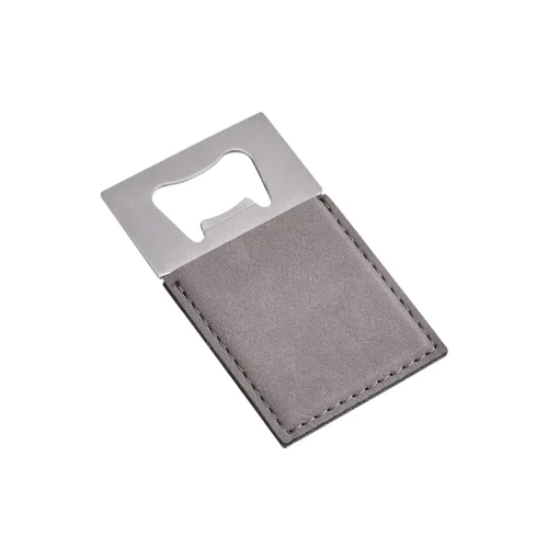 Grey Leatherette Bottle Opener - 3.5" x 2"