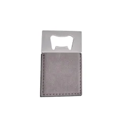 Grey Leatherette Bottle Opener - 3.5" x 2"