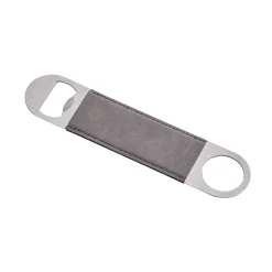 Grey Leatherette Stainless Steel Bottle Opener - 7" x 1.5"