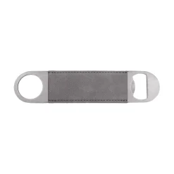 Grey Leatherette Stainless Steel Bottle Opener - 7" x 1.5"