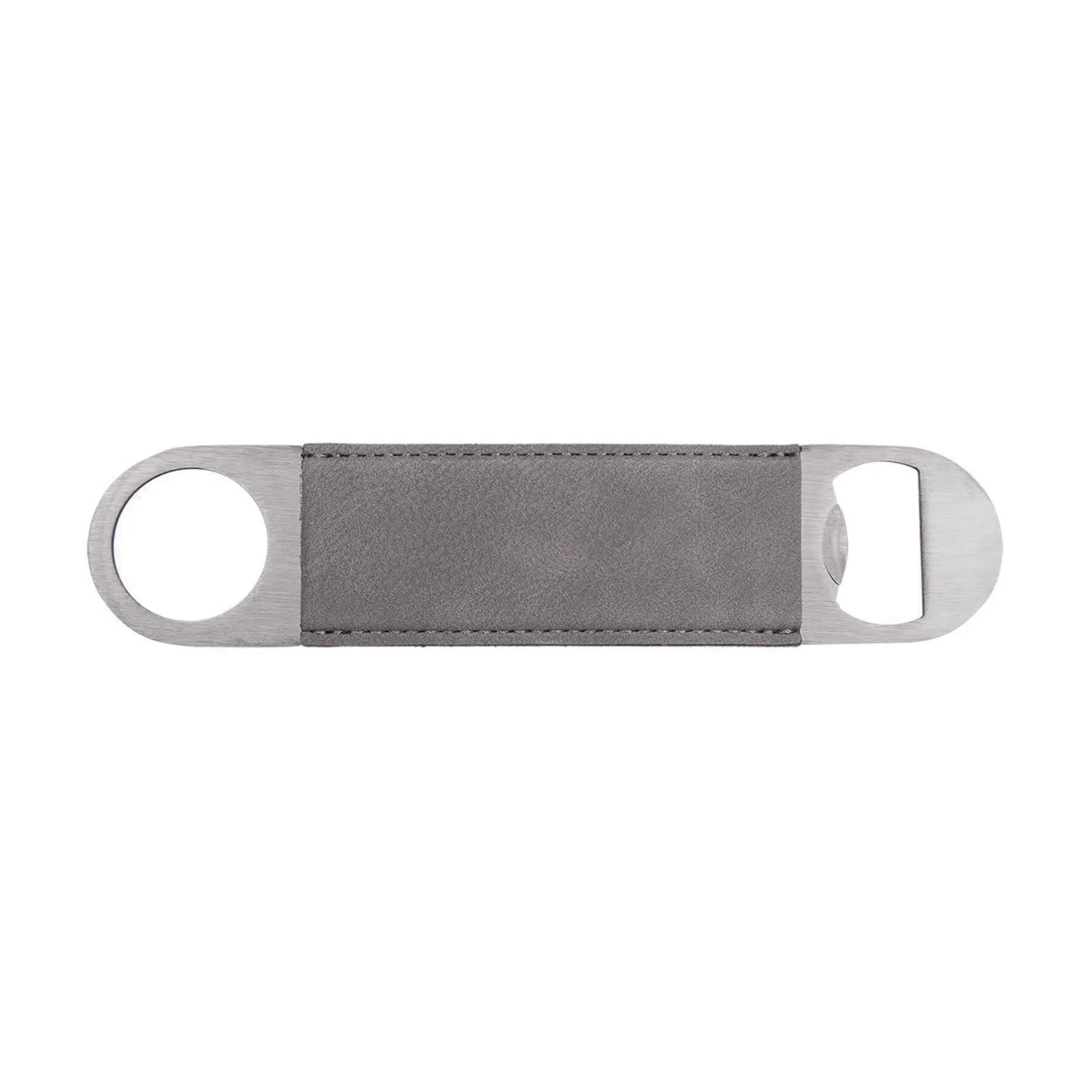 Grey Leatherette Stainless Steel Bottle Opener - 7" x 1.5"