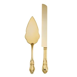 Knife & Server Set In Gold Tone Finish