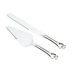 Knife & Server Set With Double Heart Handles