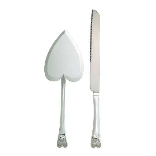 Knife & Server Set With Heart Motif