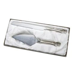 Knife & Server Set With Double Heart Handles