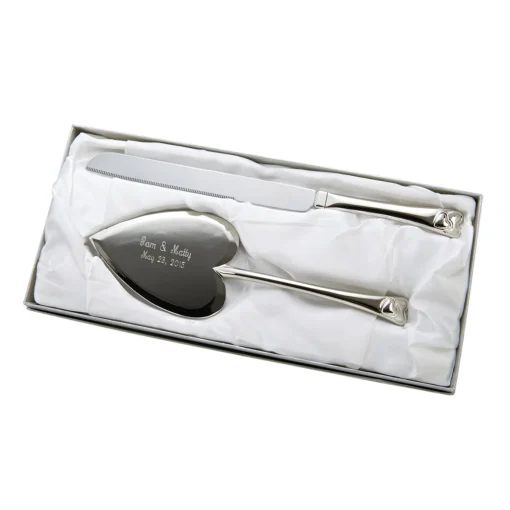 Knife & Server Set With Heart Motif